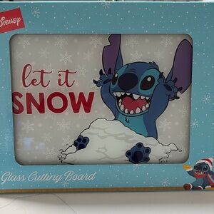 Disney Stitch Let It Snow glass cutting board new
